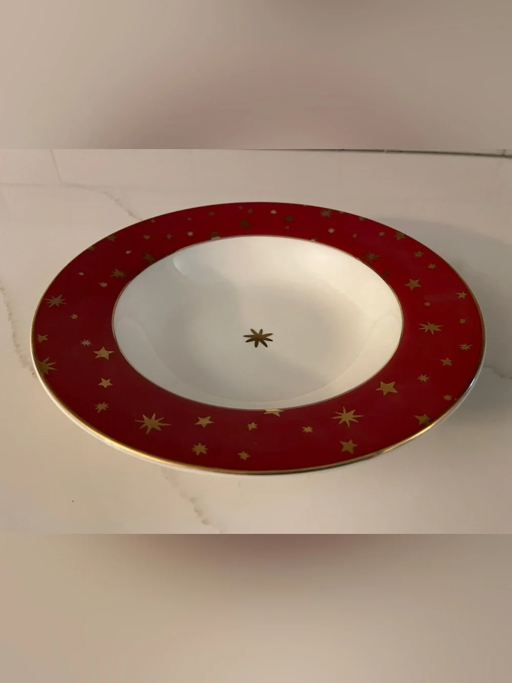 Galaxy by Sakura Red and White Bowl with 14K Gold Accents